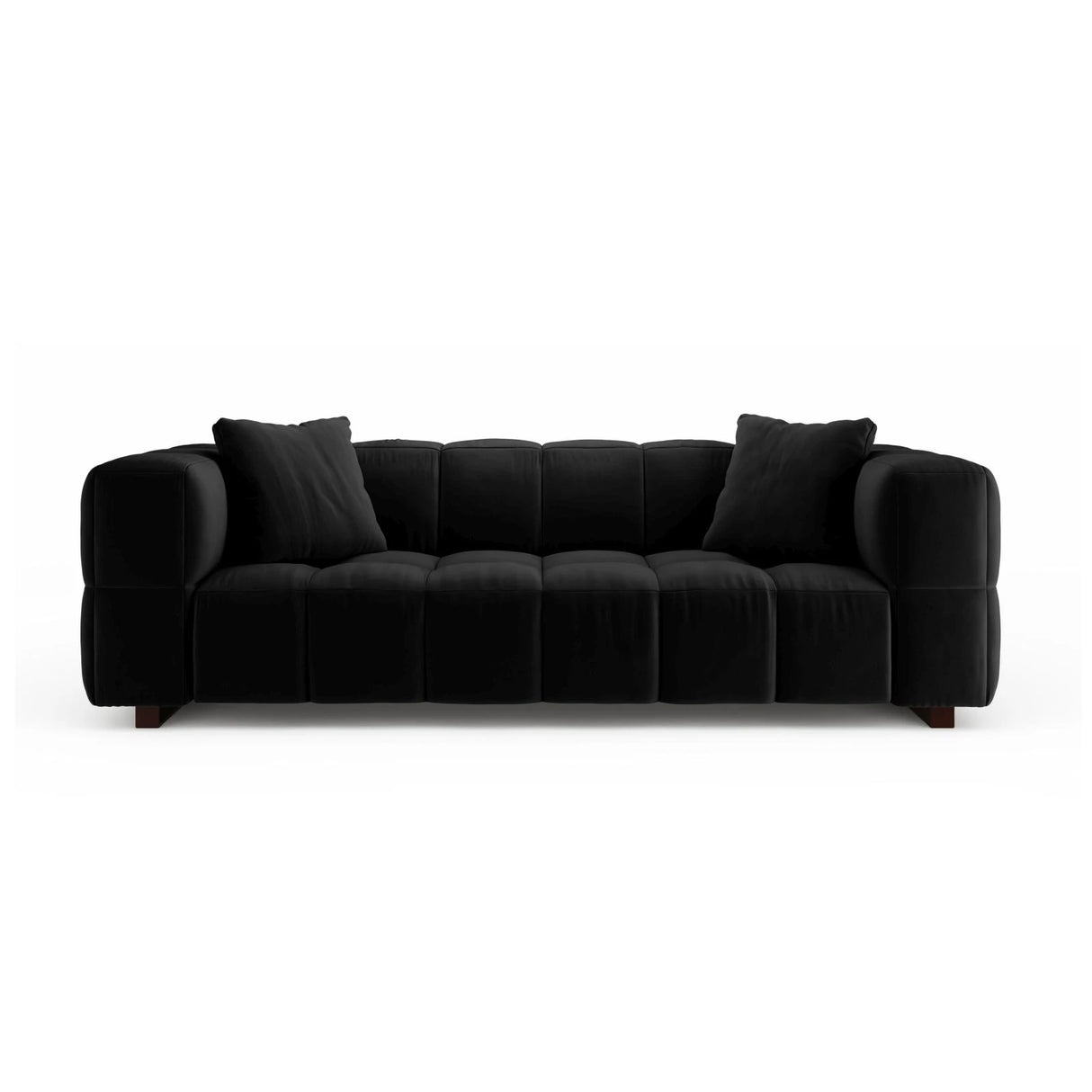 Puma 3-Sitzer Sofa mit Schlaffunktion aus Samt (Salvador 19) in Schwarz, 260x92 cm – Bild 1