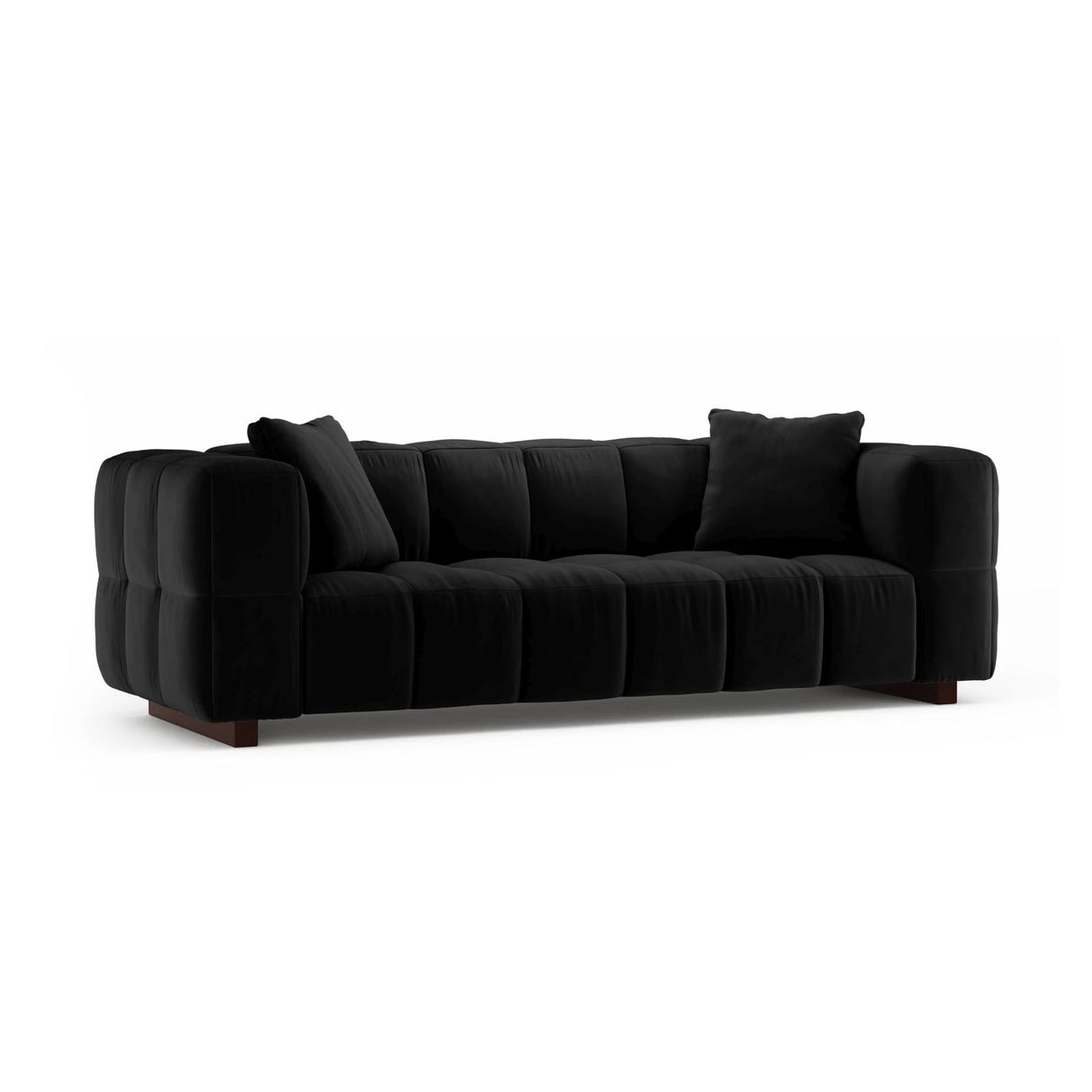 Puma 3-Sitzer Sofa mit Schlaffunktion aus Samt (Salvador 19) in Schwarz, 260x92 cm – Bild 2