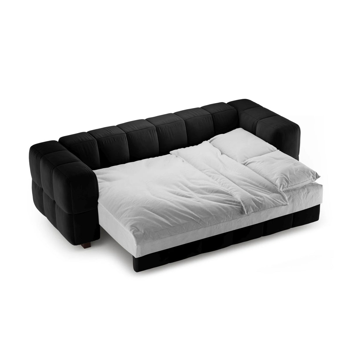 Puma 3-Sitzer Sofa mit Schlaffunktion aus Samt (Salvador 19) in Schwarz, 260x92 cm – Bild 3