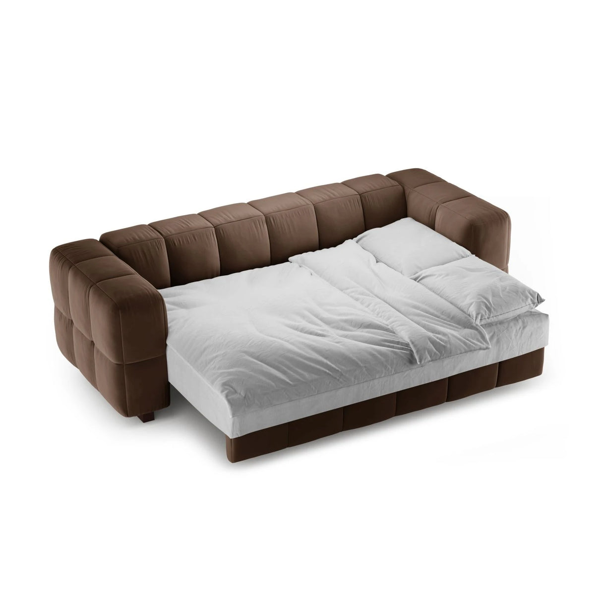 Puma 3-Sitzer Sofa mit Schlaffunktion aus Samt (Salvador 4) in Schokolade, 260x92 cm – Bild 3