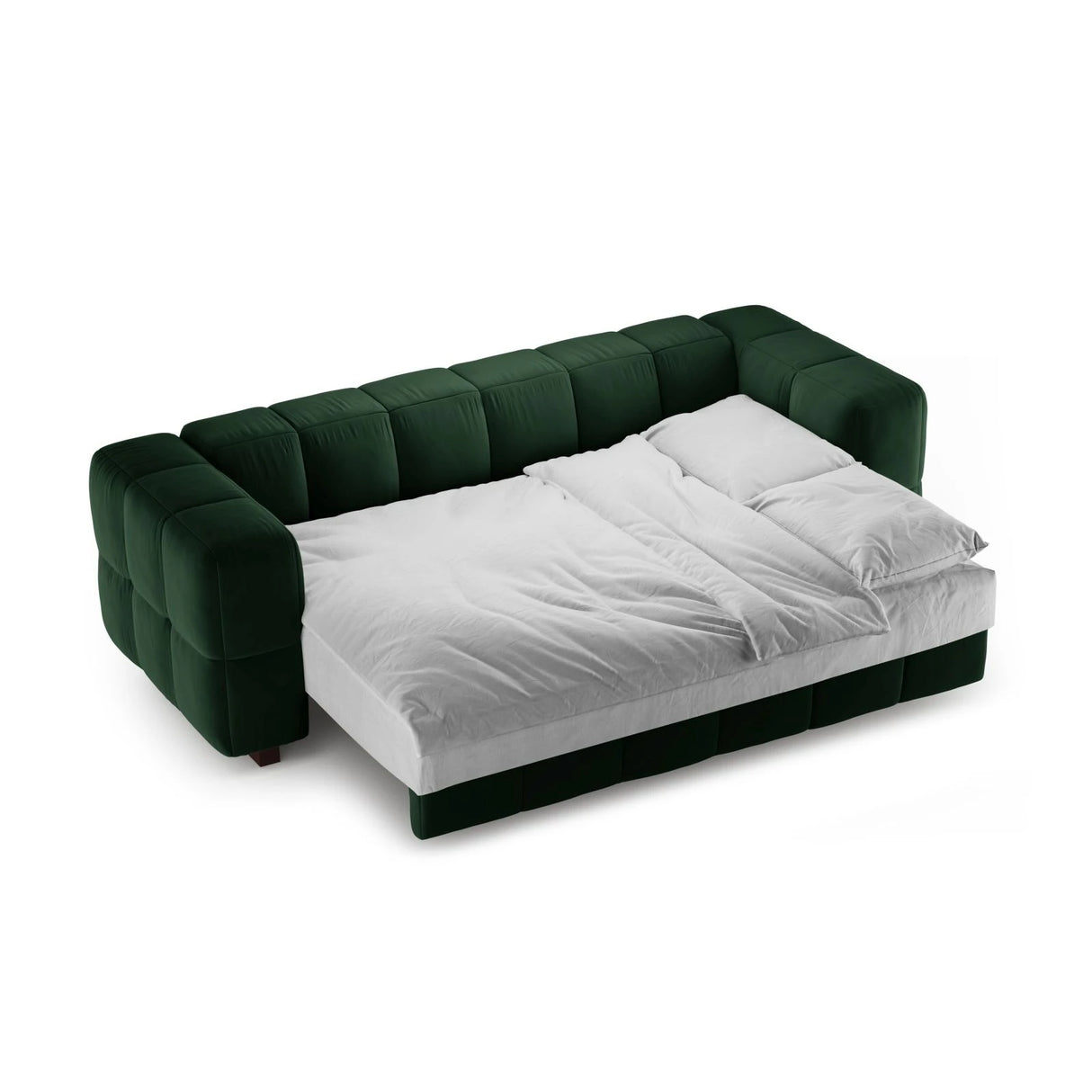 Puma 3-Sitzer Sofa mit Schlaffunktion aus Samt (Salvador 7) in Flaschengrün, 260x92 cm – Bild 3