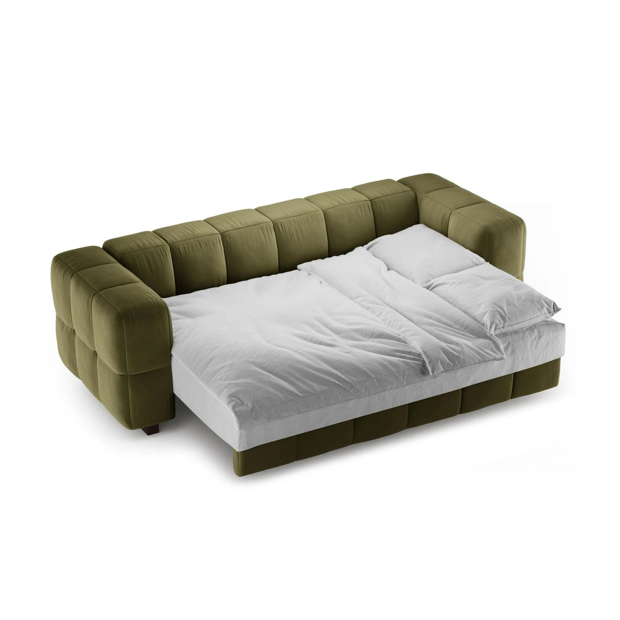 Puma 3-Sitzer Sofa mit Schlaffunktion aus Samt (Salvador 8) in Grün, 260x92 cm – Bild 3