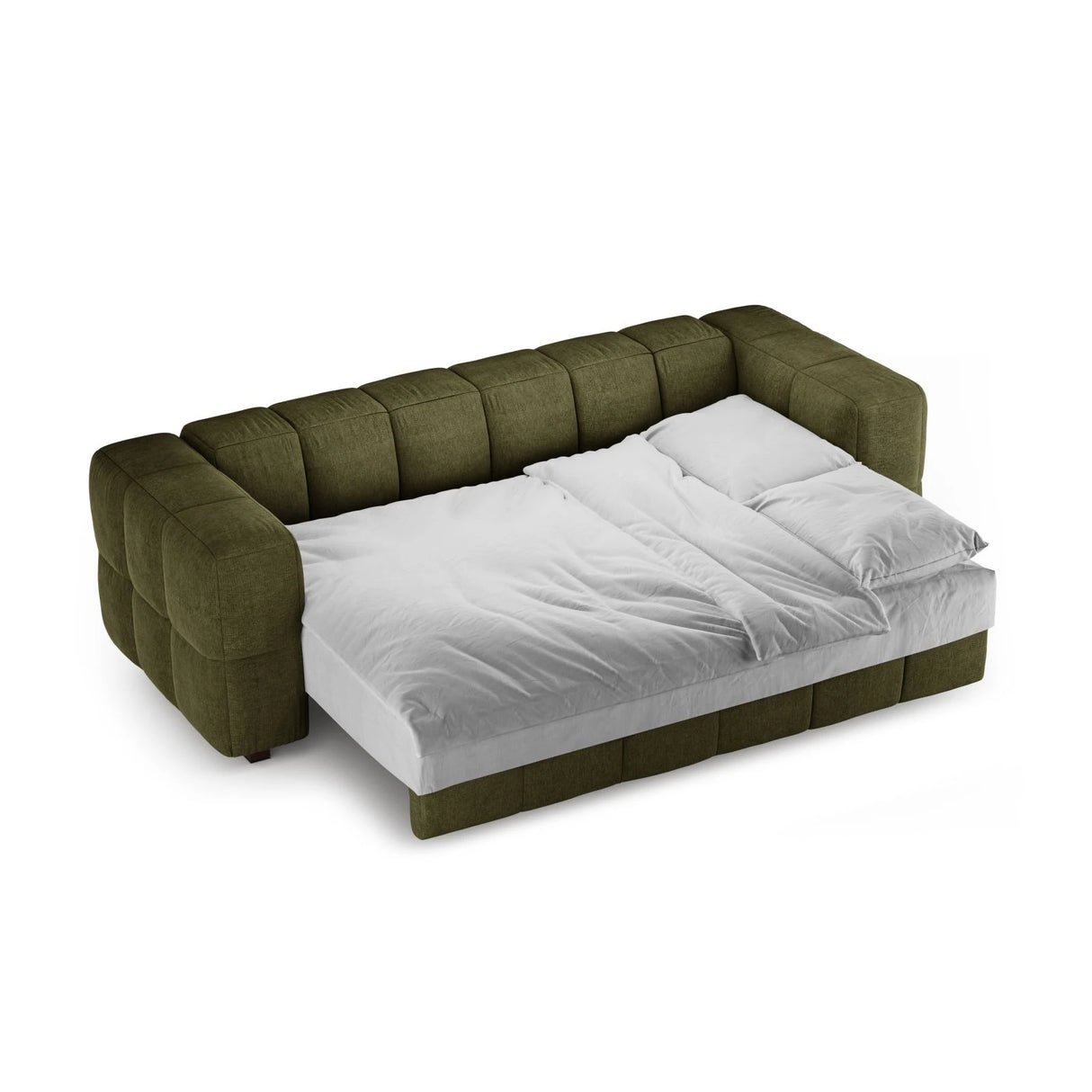 Puma 3-Sitzer Sofa mit Schlaffunktion aus Strukturierter Stoff (Sorella 35) in Grüne Melange, 260x92 cm – Bild 3