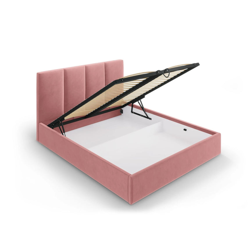 Pyla Bett mit Stauraum und Kopfteil in Samt (Mat63) in Rosa, 160x200 cm – Bild 6