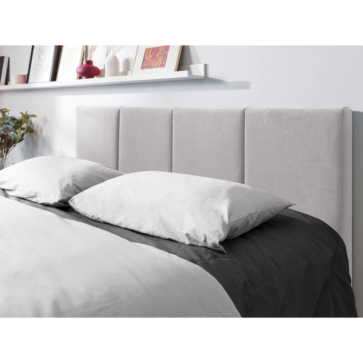 Pyla Bett mit Stauraum und Kopfteil in Samt (Mat83) in Hellgrau, 160x200 cm – Bild 3