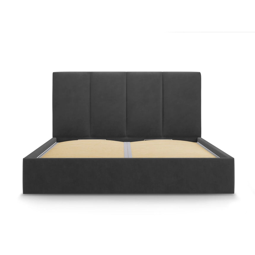 Pyla Bett mit Stauraum und Kopfteil in Samt (Mat97) in Dunkelgrau, 160x200 cm – Bild 7