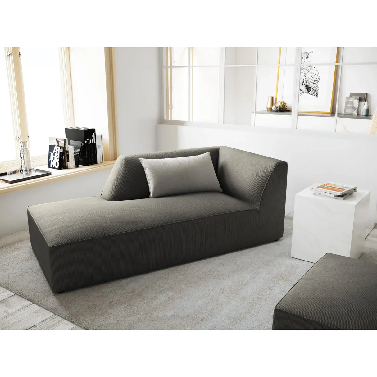 Ruby 2-Sitzer Sofa Chaiselongue Links, mit Bezug in Samt, Cord oder Strukturstoff, 180x93 cm