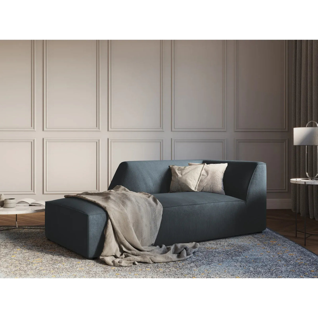 Ruby 2-Sitzer Sofa Chaiselongue Links, mit Bezug in Samt, Cord oder Strukturstoff, 180x93 cm
