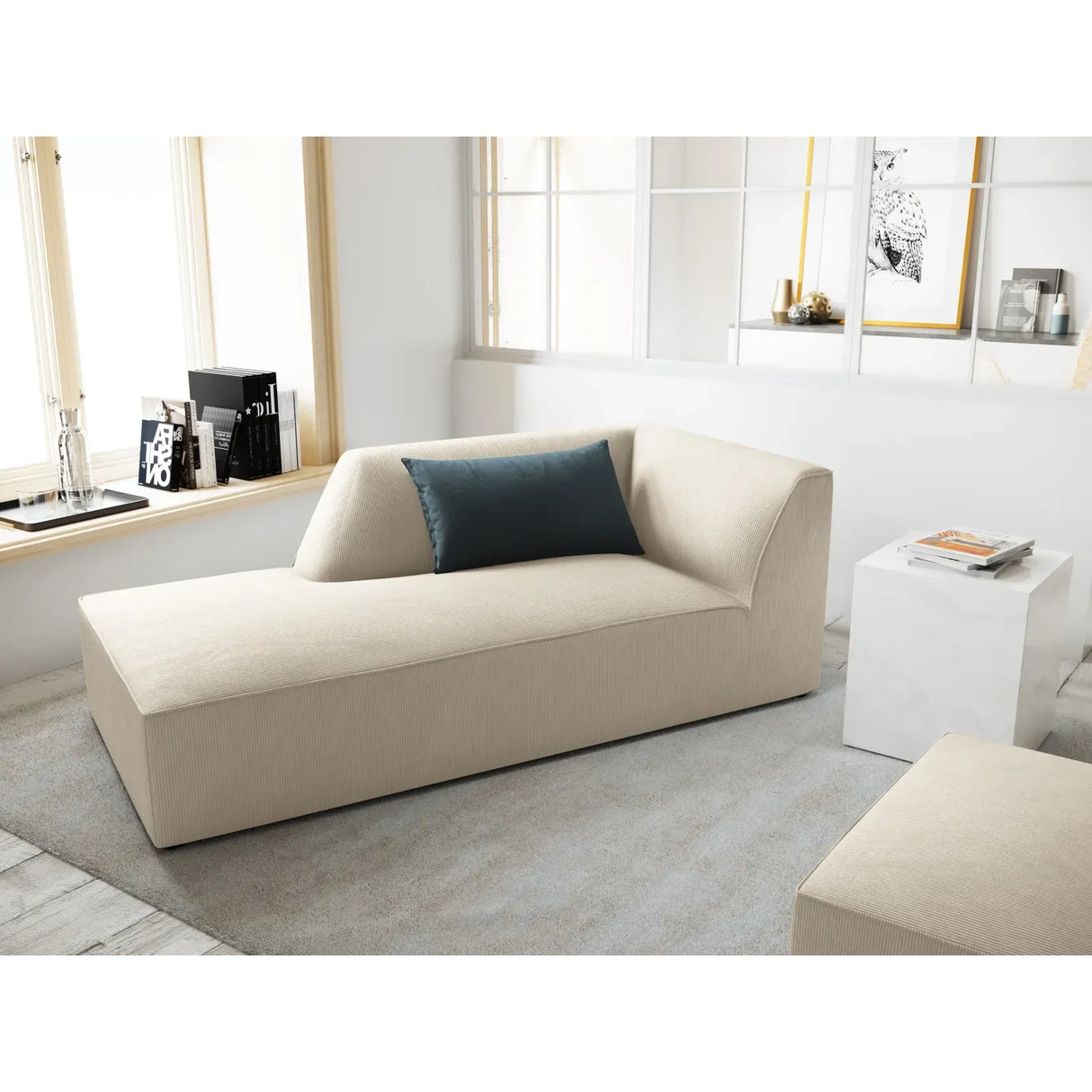 Ruby 2-Sitzer Sofa Chaiselongue Links, mit Bezug in Samt, Cord oder Strukturstoff, 180x93 cm