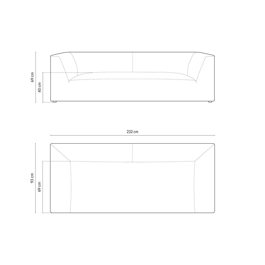 Ruby 3-Sitzer Sofa mit Bezug aus Cord (ScaAnt) in Dunkelgrau, 232x93 cm – Bild 2