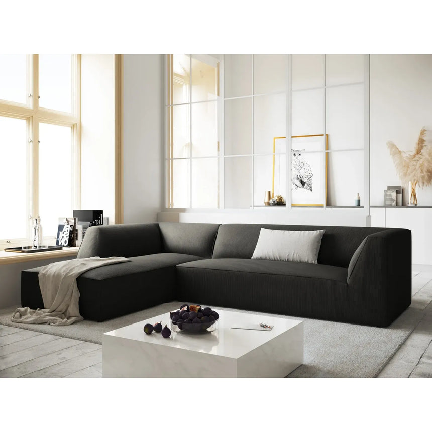 Ruby 4-Sitzer Ecksofa Links, mit Bezug aus Samt, Cord oder Strukturstoff, 273x180 cm - ZEN ZONE Furniture