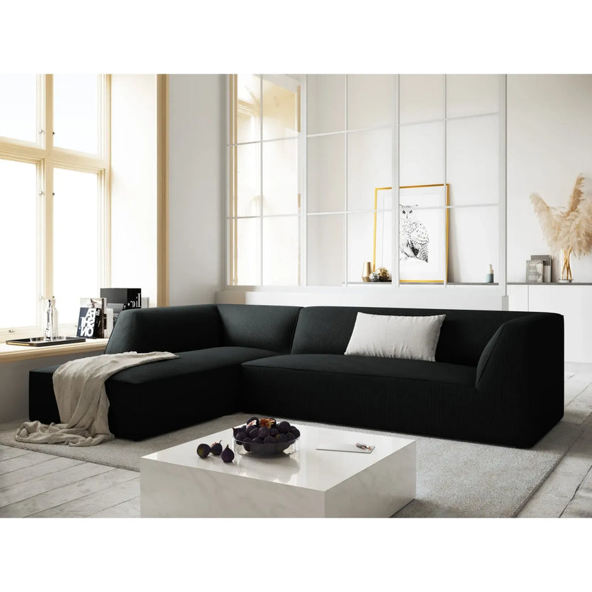 Ruby 4-Sitzer Ecksofa Links, mit Bezug aus Samt, Cord oder Strukturstoff, 273x180 cm - ZEN ZONE Furniture