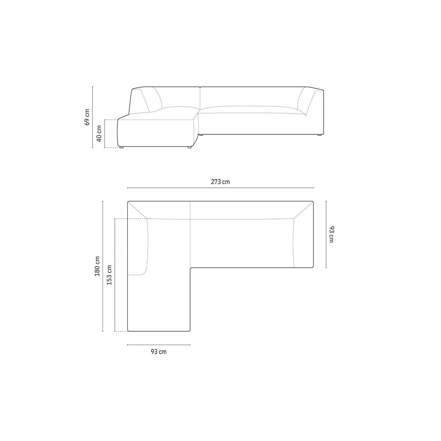 Ruby 4-Sitzer Ecksofa Links, mit Bezug aus Samt (Sal18) in Dunkelgrau, 273x180 cm – Bild 3