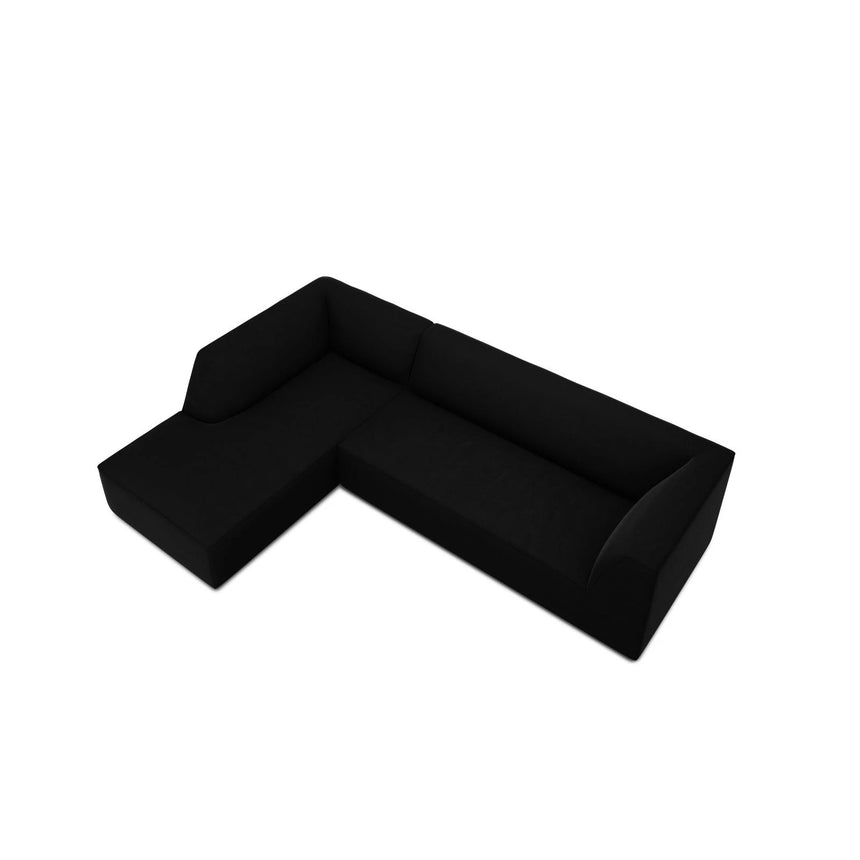 Ruby 4-Sitzer Ecksofa Links, mit Bezug aus Samt (Sal19) in Schwarz, 273x180 cm – Bild 7