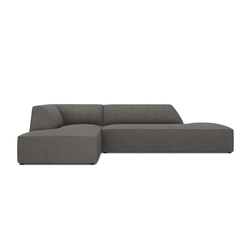 Ruby 4-Sitzer Ecksofa offen, Links, mit Bezug aus Cord (ScaAnt) in Dunkelgrau, 273x180 cm – Bild 1