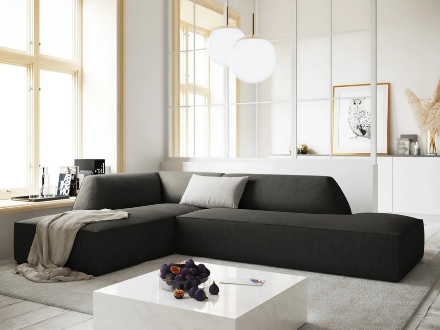 Ruby 4-Sitzer Ecksofa offen, Links, mit Bezug aus Samt, Cord oder Strukturstoff, 273x180 cm - ZEN ZONE Furniture