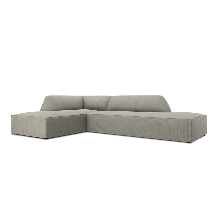 Ruby 4-Sitzer Ecksofa offen, Links, mit Bezug aus Cord (ScaAsh) in Hellgrau, 273x180 cm – Bild 5