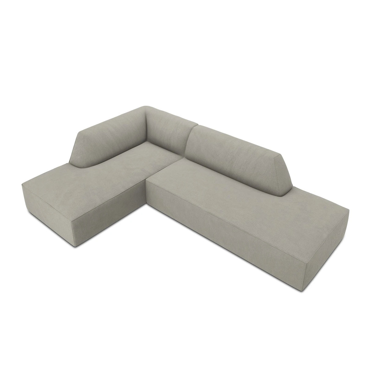 Ruby 4-Sitzer Ecksofa offen, Links, mit Bezug aus Cord (ScaAsh) in Hellgrau, 273x180 cm – Bild 6