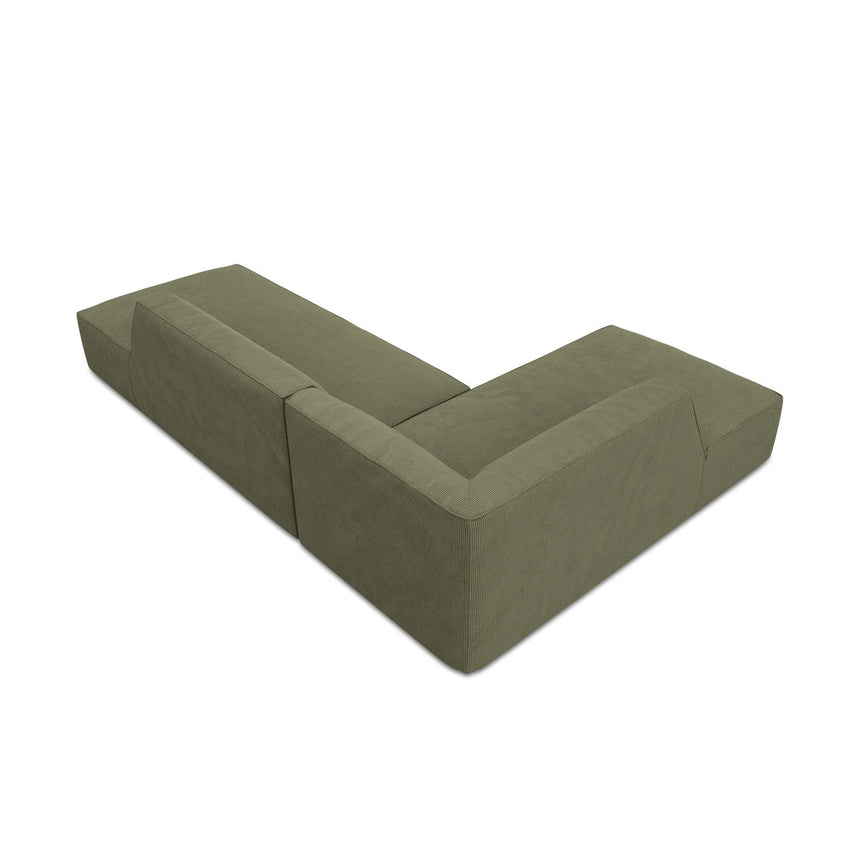 Ruby 4-Sitzer Ecksofa offen, Links, mit Bezug aus Cord (ScaFor) in Grün, 273x180 cm – Bild 7