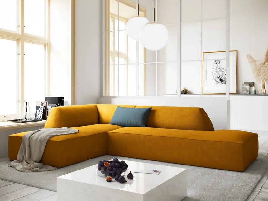 Ruby 4-Sitzer Ecksofa offen, Links, mit Bezug aus Samt, Cord oder Strukturstoff, 273x180 cm - ZEN ZONE Furniture