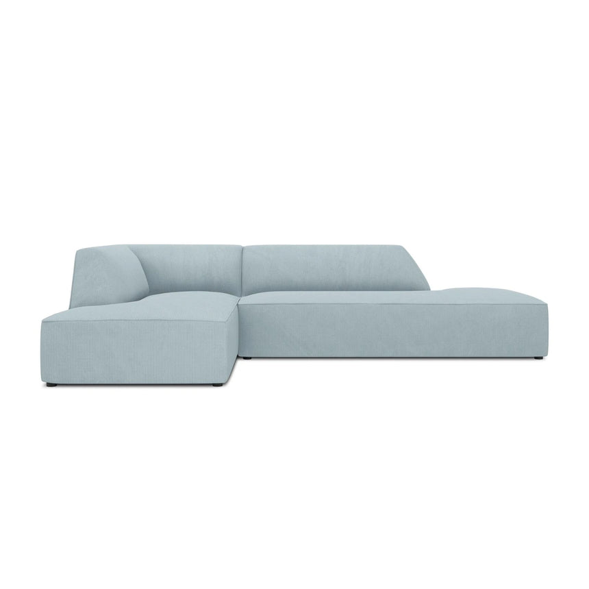 Ruby 4-Sitzer Ecksofa offen, Links, mit Bezug aus Cord (ScaSky) in Hellblau, 273x180 cm – Bild 1