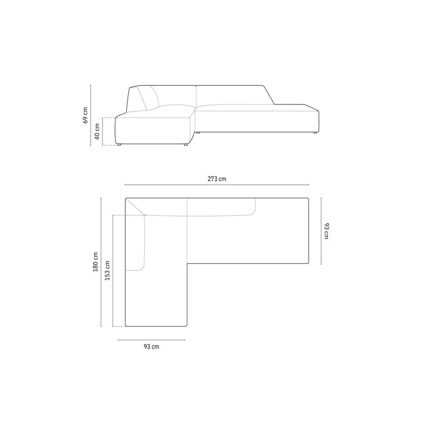 Ruby 4-Sitzer Ecksofa offen, Links, mit Bezug aus Cord (ScaSky) in Hellblau, 273x180 cm – Bild 3