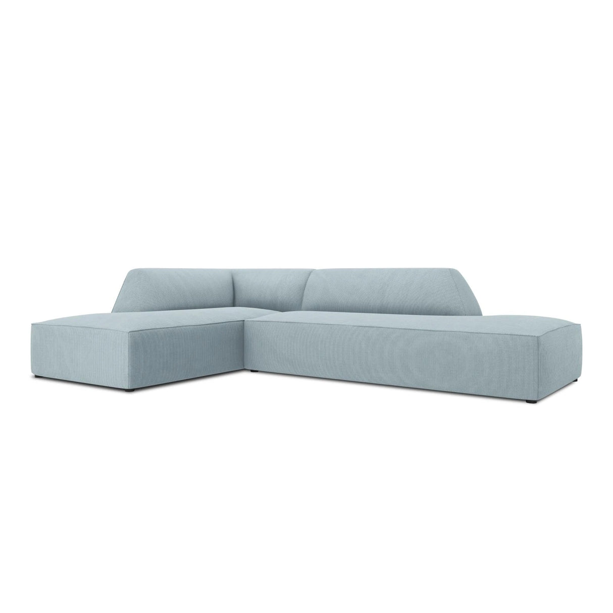 Ruby 4-Sitzer Ecksofa offen, Links, mit Bezug aus Cord (ScaSky) in Hellblau, 273x180 cm – Bild 5