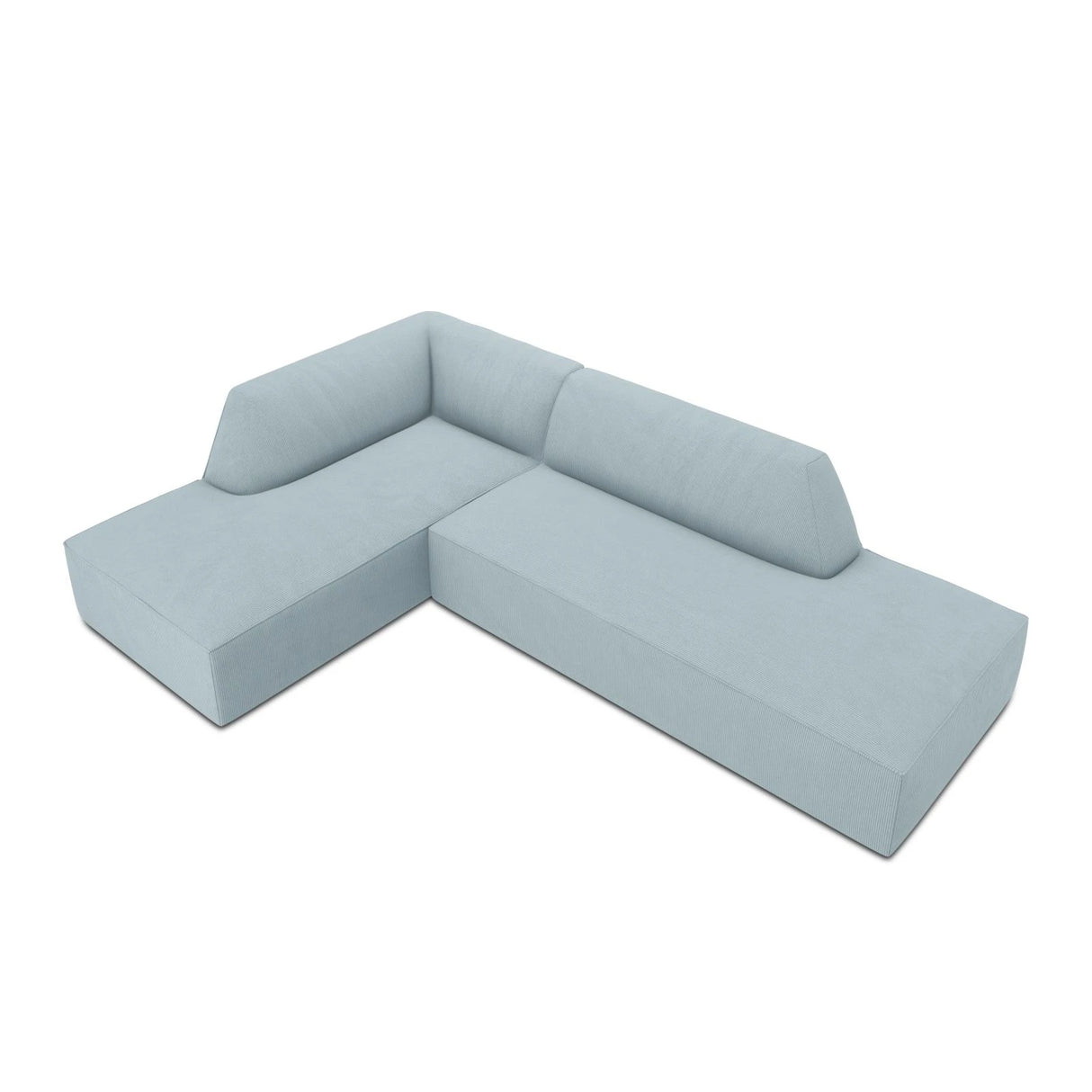 Ruby 4-Sitzer Ecksofa offen, Links, mit Bezug aus Cord (ScaSky) in Hellblau, 273x180 cm – Bild 6