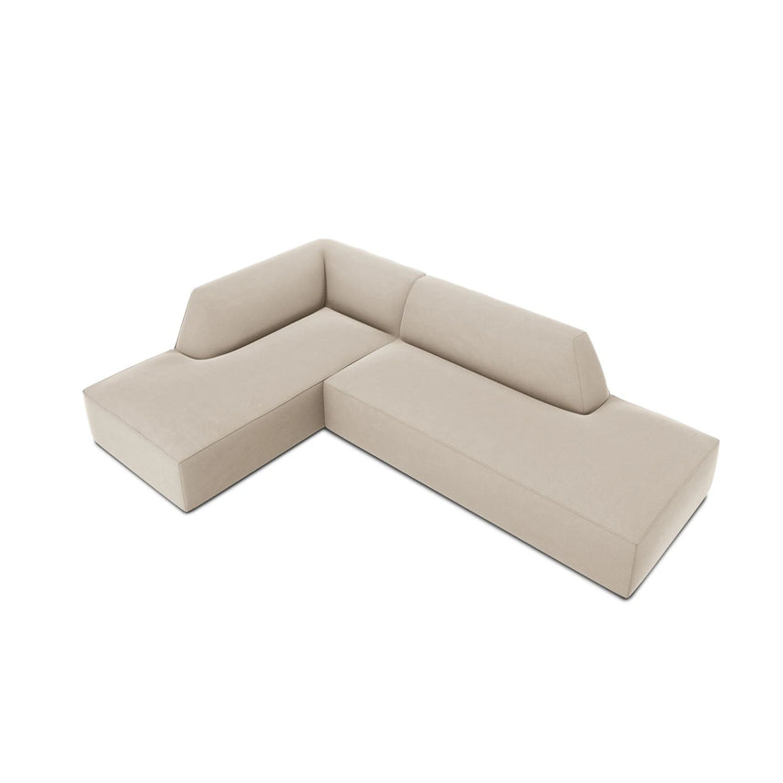 Ruby 4-Sitzer Ecksofa offen, Links, mit Bezug aus Samt (Sal1) in Beige, 273x180 cm – Bild 6