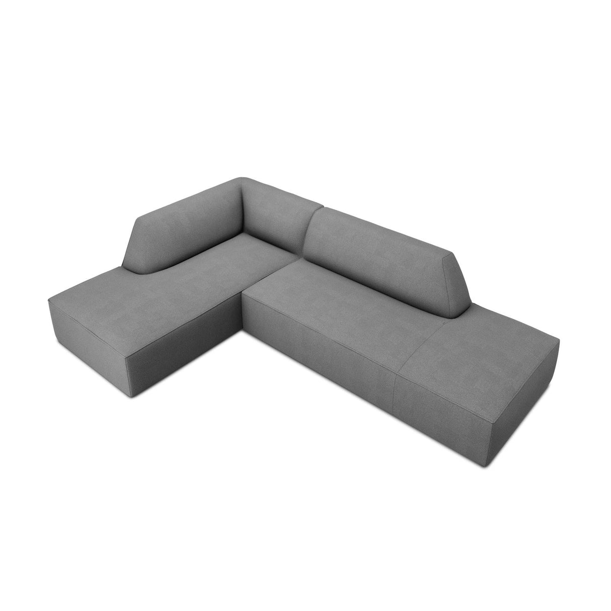 Ruby 4-Sitzer Ecksofa offen, Links, mit Bezug aus Strukturierter Stoff (Ota11) in Grau, 273x180 cm – Bild 4
