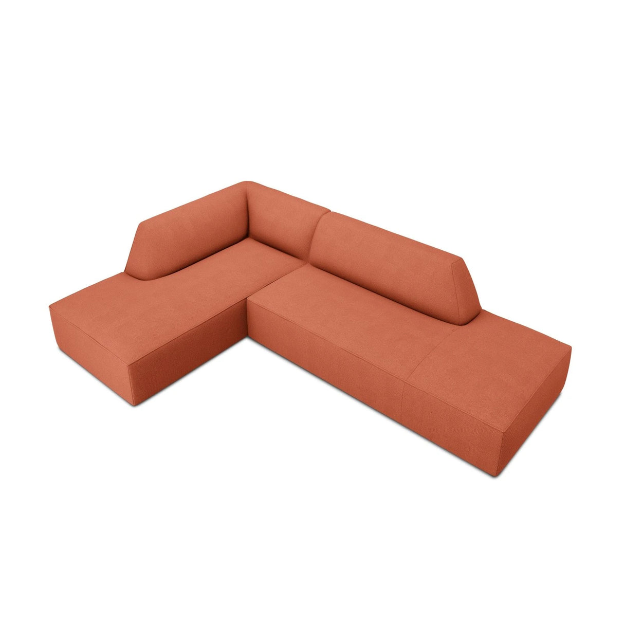 Ruby 4-Sitzer Ecksofa offen, Links, mit Bezug aus Strukturierter Stoff (Ota2) in Coral, 273x180 cm – Bild 3