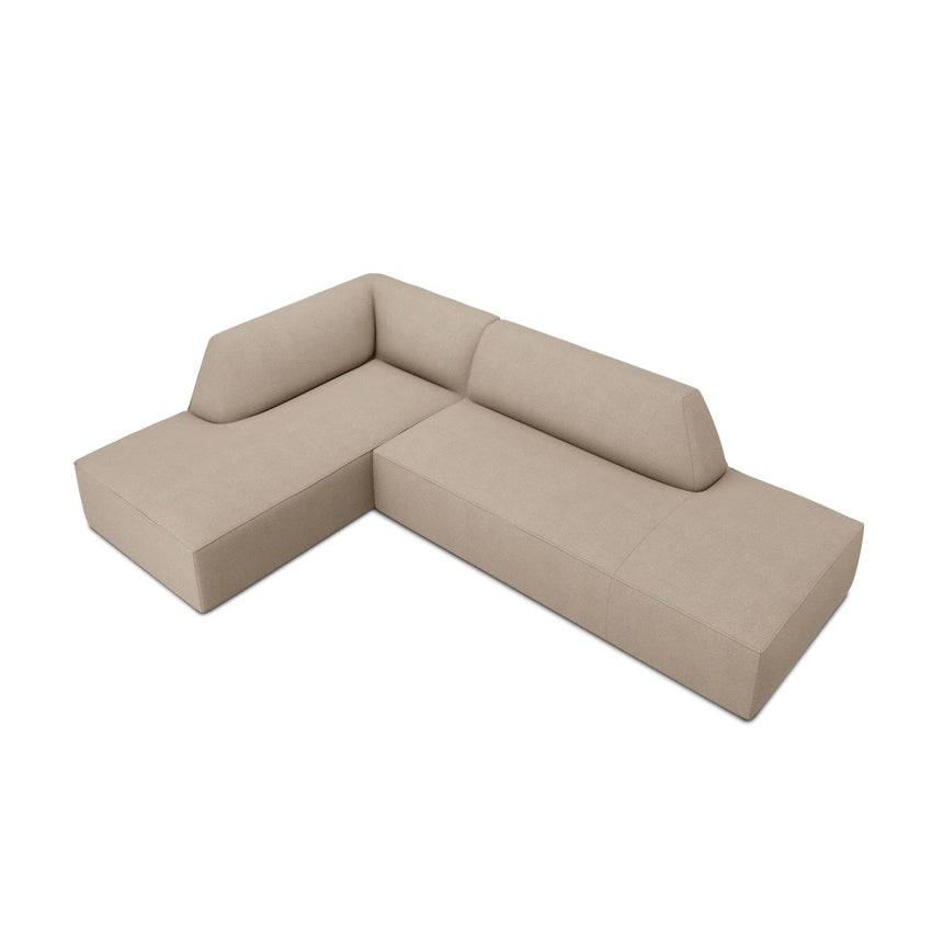 Ruby 4-Sitzer Ecksofa offen, Links, mit Bezug aus Strukturierter Stoff (Ota7) in Dunkelbeige, 273x180 cm – Bild 4