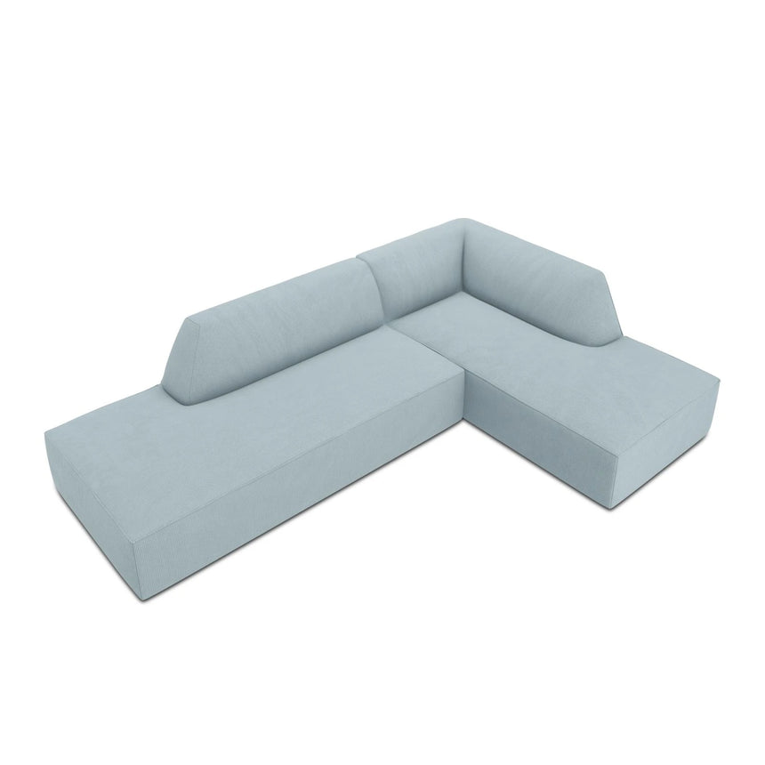 Ruby 4-Sitzer Ecksofa offen, Rechts, mit Bezug aus Cord (ScaSky) in Hellblau, 273x180 cm – Bild 6