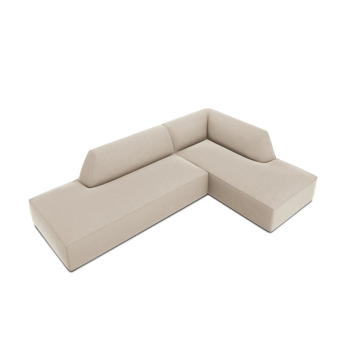 Ruby 4-Sitzer Ecksofa offen, Rechts, mit Bezug aus Samt (Sal1) in Beige, 273x180 cm – Bild 6