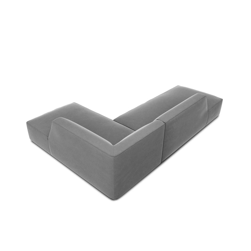 Ruby 4-Sitzer Ecksofa offen, Rechts, mit Bezug aus Samt (Sal17) in Grau, 273x180 cm – Bild 7