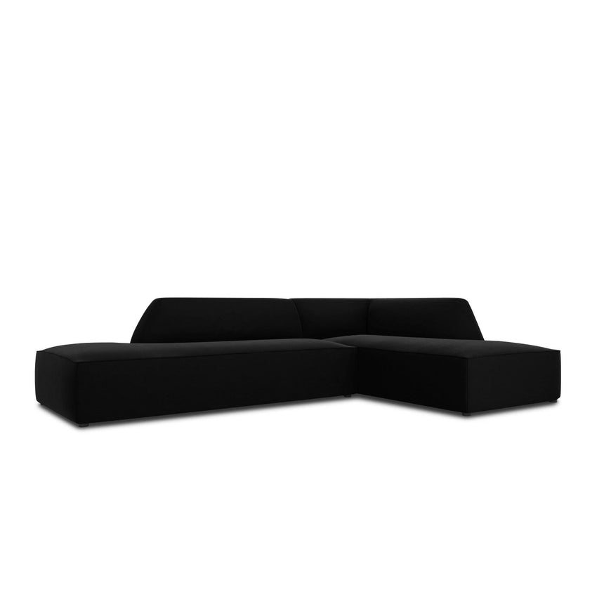 Ruby 4-Sitzer Ecksofa offen, Rechts, mit Bezug aus Samt (Sal19) in Schwarz, 273x180 cm – Bild 5