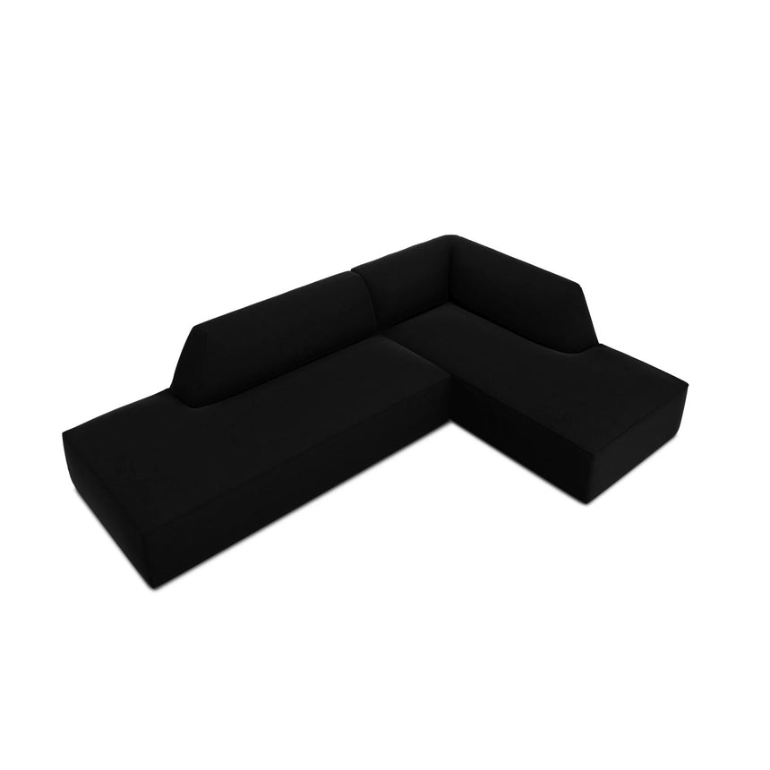 Ruby 4-Sitzer Ecksofa offen, Rechts, mit Bezug aus Samt (Sal19) in Schwarz, 273x180 cm – Bild 6