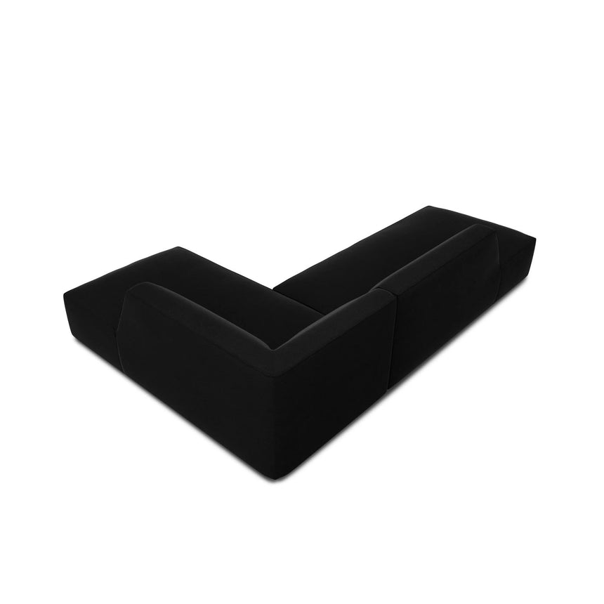 Ruby 4-Sitzer Ecksofa offen, Rechts, mit Bezug aus Samt (Sal19) in Schwarz, 273x180 cm – Bild 7