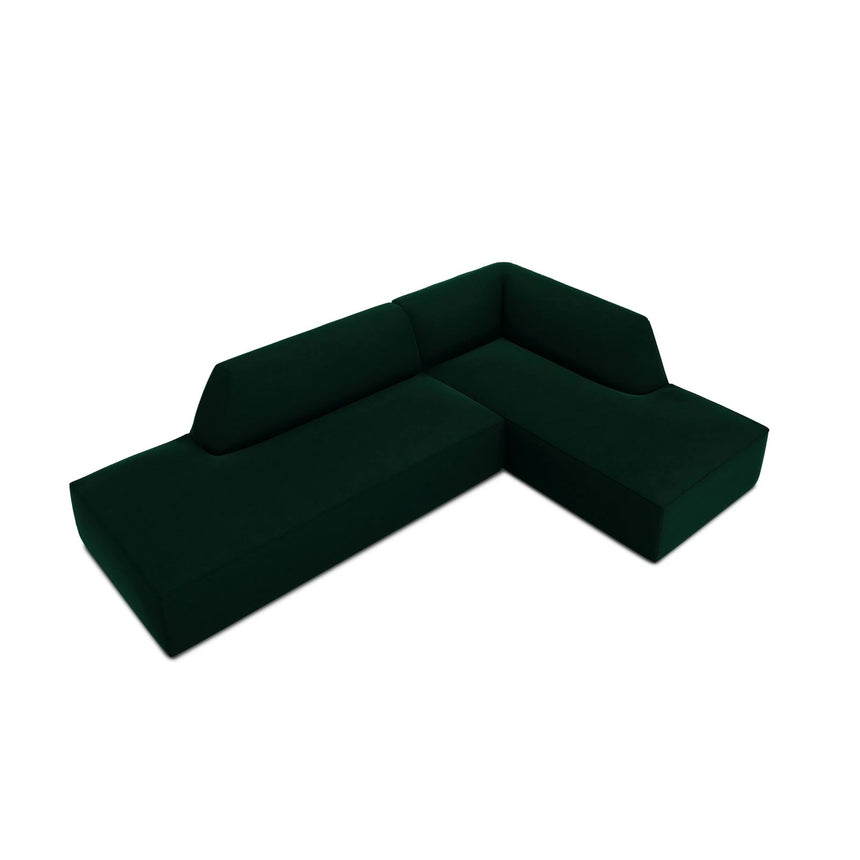 Ruby 4-Sitzer Ecksofa offen, Rechts, mit Bezug aus Samt (Sal7) in Flaschengrün, 273x180 cm – Bild 6