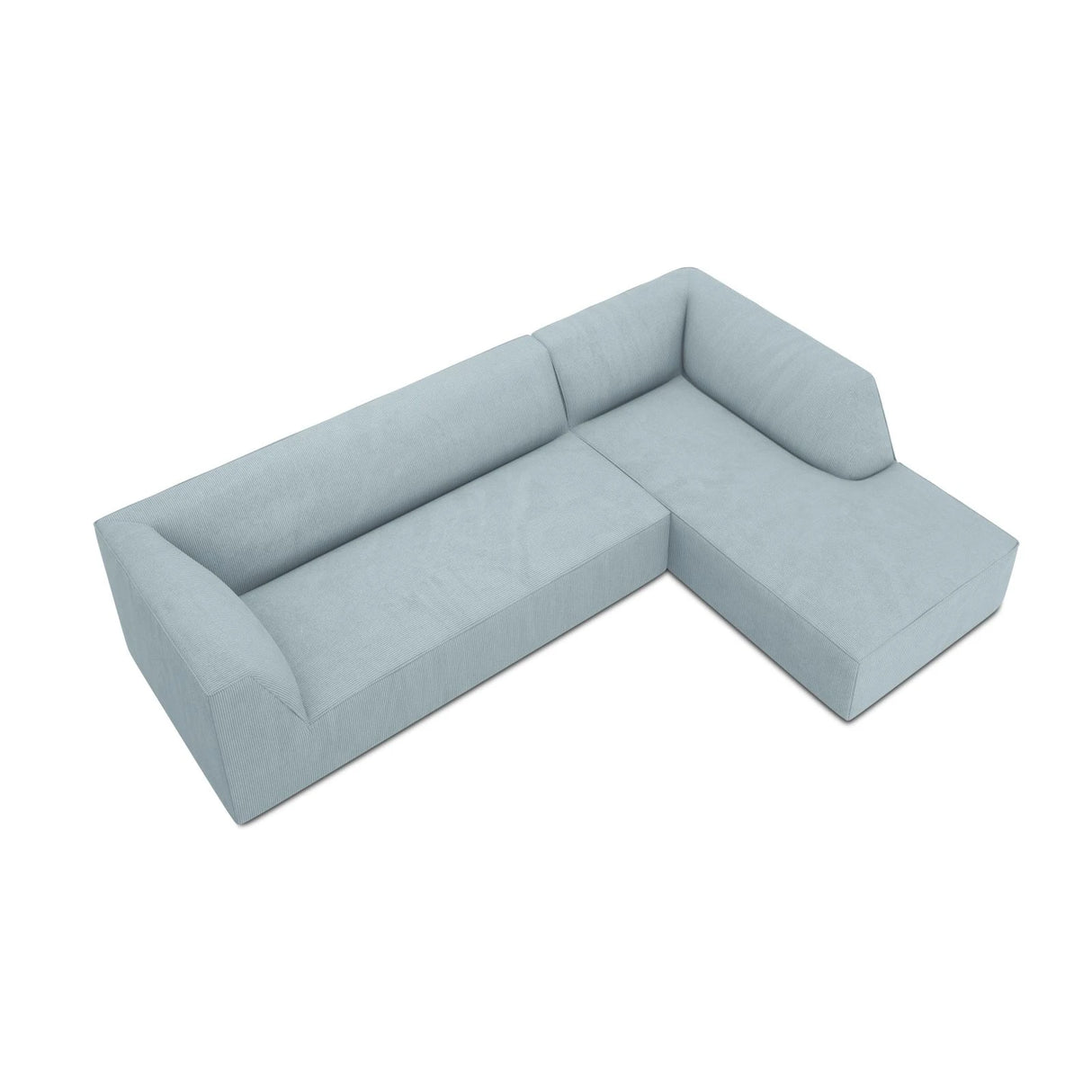 Ruby 4-Sitzer Ecksofa Rechts, mit Bezug aus Cord (ScaSky) in Hellblau, 273x180 cm – Bild 7