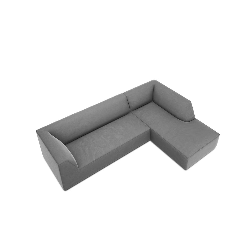 Ruby 4-Sitzer Ecksofa Rechts, mit Bezug aus Samt (Sal17) in Grau, 273x180 cm – Bild 7