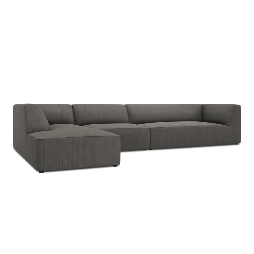 Ruby 5-Sitzer Ecksofa Links, mit Bezug aus Cord (ScaAnt) in Dunkelgrau, 366x180 cm – Bild 6