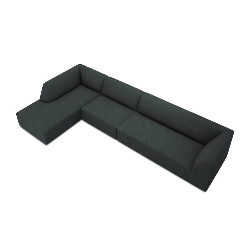 Ruby 5-Sitzer Ecksofa Links, mit Bezug aus Cord (ScaBla) in Schwarz, 366x180 cm – Bild 7