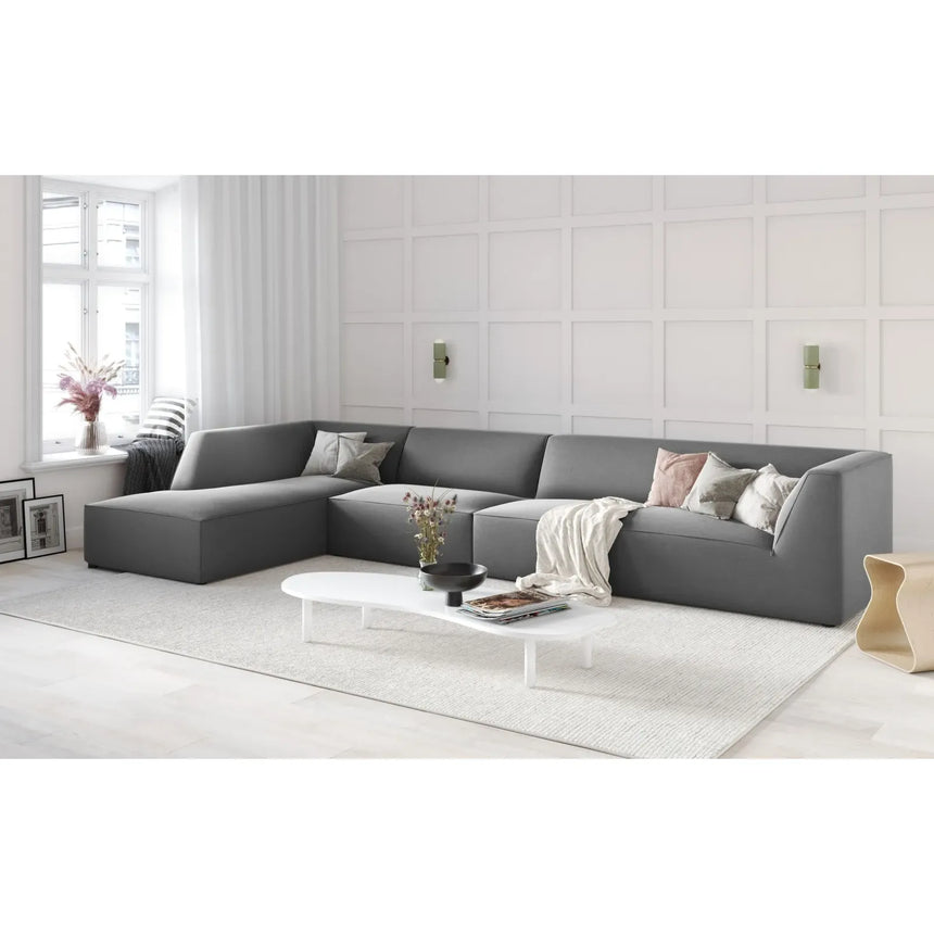 Ruby 5-Sitzer Ecksofa Links, mit Bezug aus Samt, Cord oder Strukturstoff, 366x180 cm - ZEN ZONE Furniture