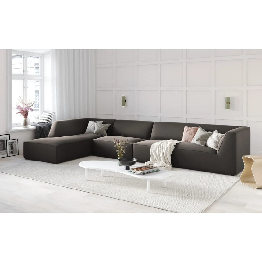 Ruby 5-Sitzer Ecksofa Links, mit Bezug aus Samt, Cord oder Strukturstoff, 366x180 cm - ZEN ZONE Furniture