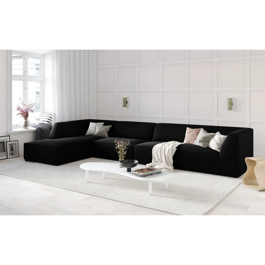 Ruby 5-Sitzer Ecksofa Links, mit Bezug aus Samt, Cord oder Strukturstoff, 366x180 cm - ZEN ZONE Furniture