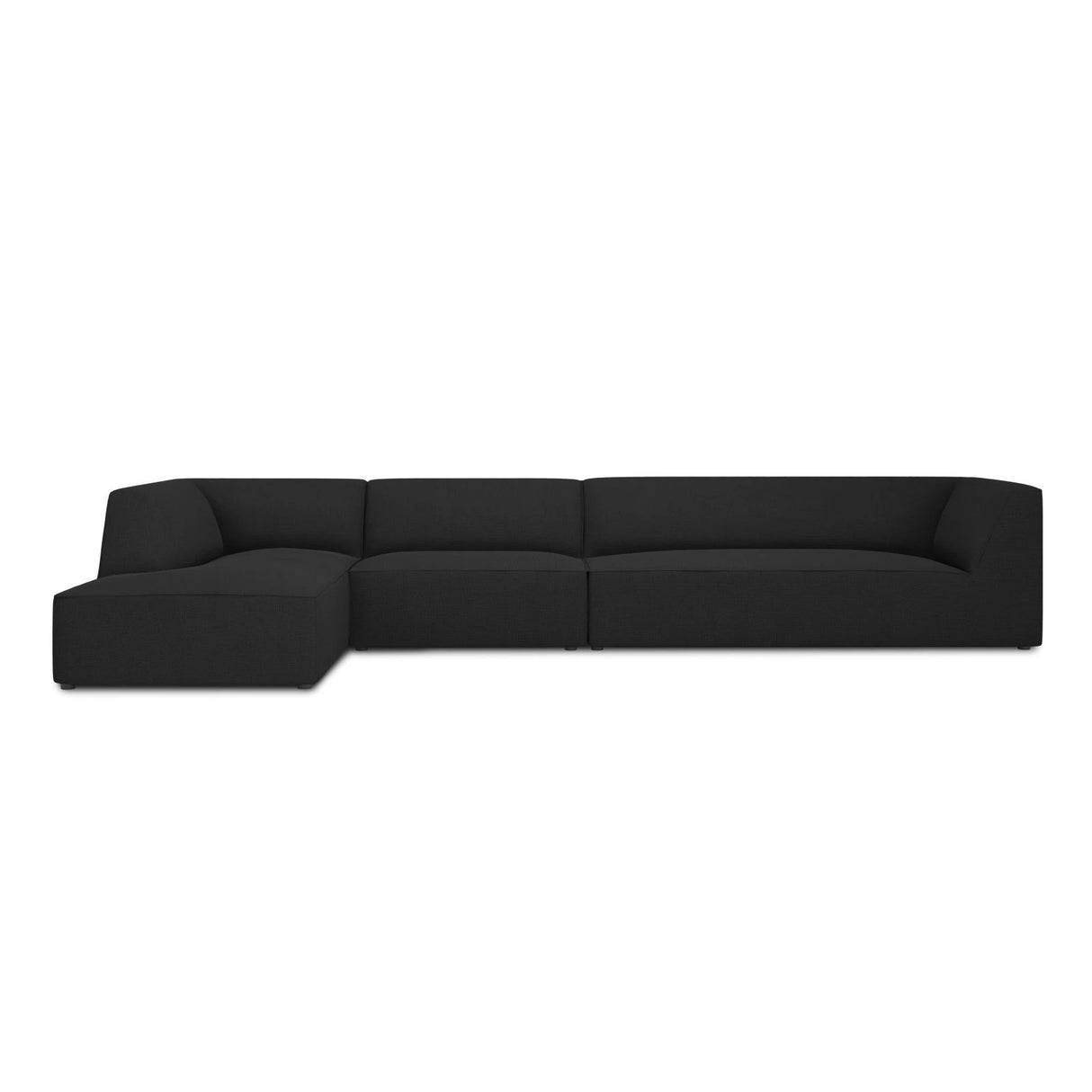 Ruby 5-Sitzer Ecksofa Links, mit Bezug aus Strukturierter Stoff (Ota12) in Schwarz, 366x180 cm – Bild 1