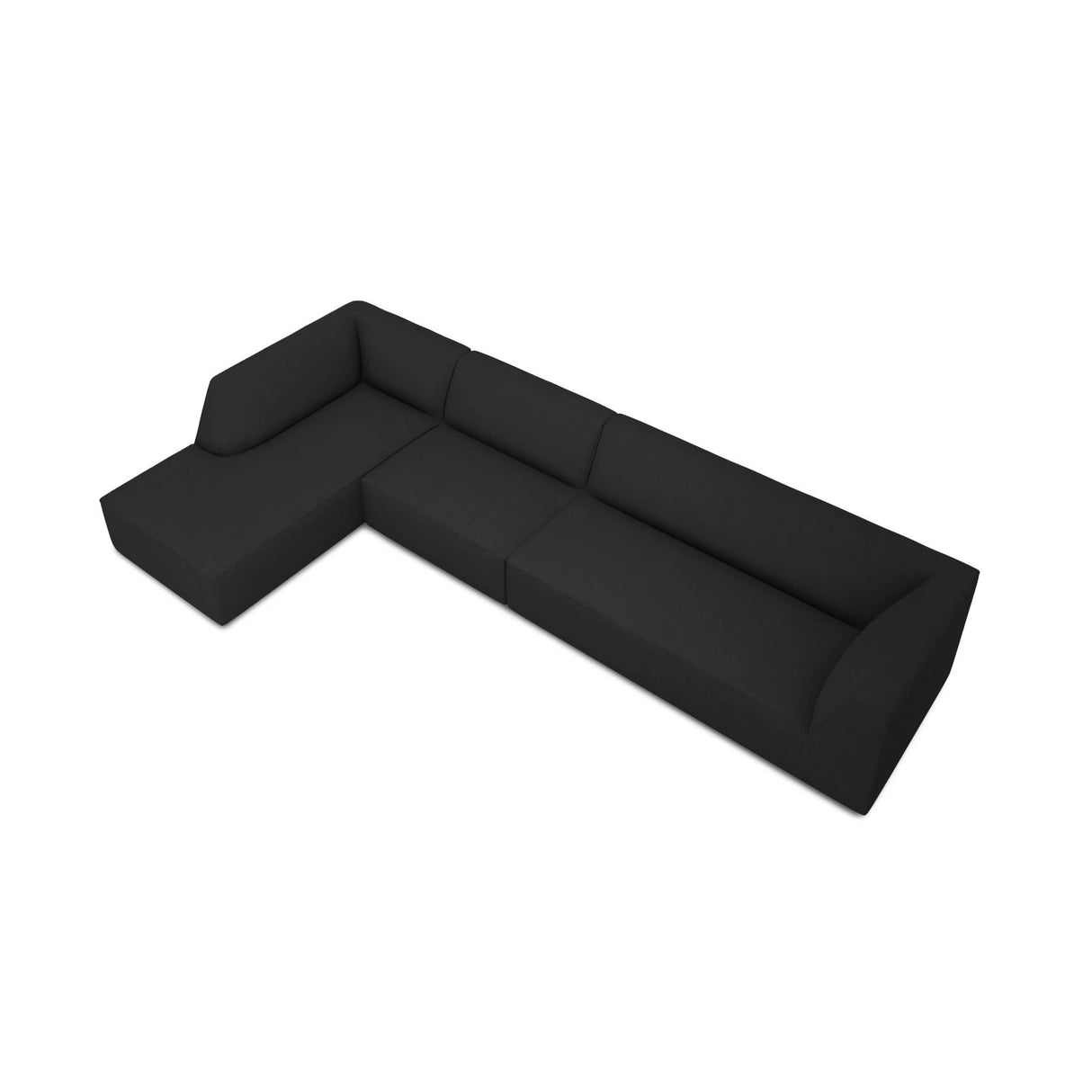 Ruby 5-Sitzer Ecksofa Links, mit Bezug aus Strukturierter Stoff (Ota12) in Schwarz, 366x180 cm – Bild 5