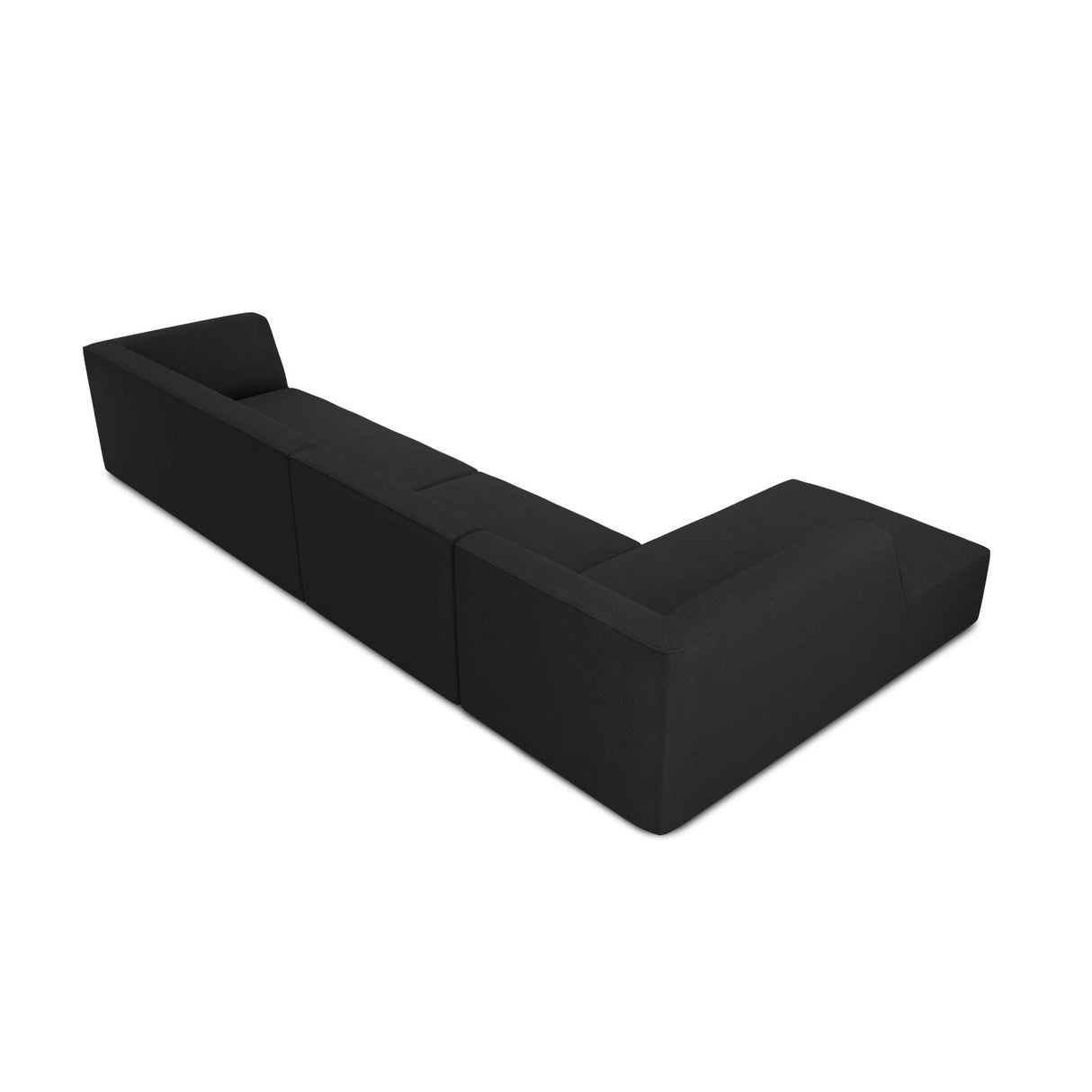 Ruby 5-Sitzer Ecksofa Links, mit Bezug aus Strukturierter Stoff (Ota12) in Schwarz, 366x180 cm – Bild 6