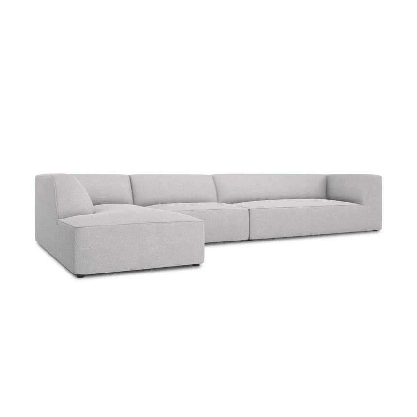 Ruby 5-Sitzer Ecksofa Links, mit Bezug aus Strukturierter Stoff (Ota9) in Hellgrau, 366x180 cm – Bild 4